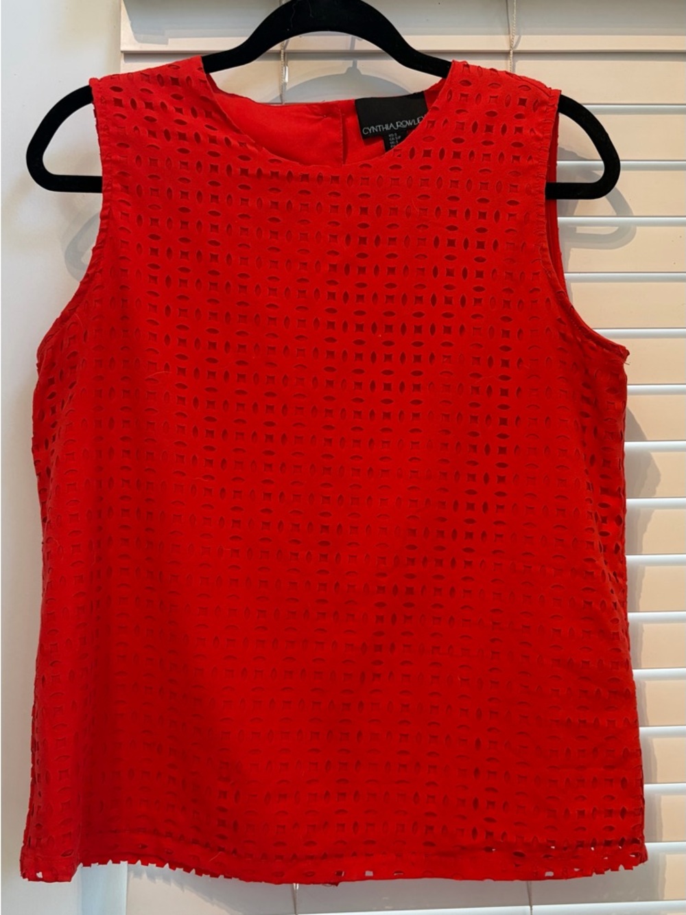 Cynthia Rowley Bright Red Eyelet Sleeveless Top
